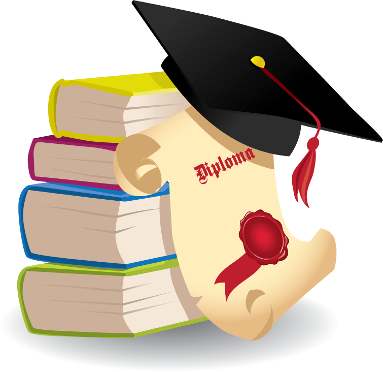 graduation icon mix pack featuring diploma, books, and cap for educational use