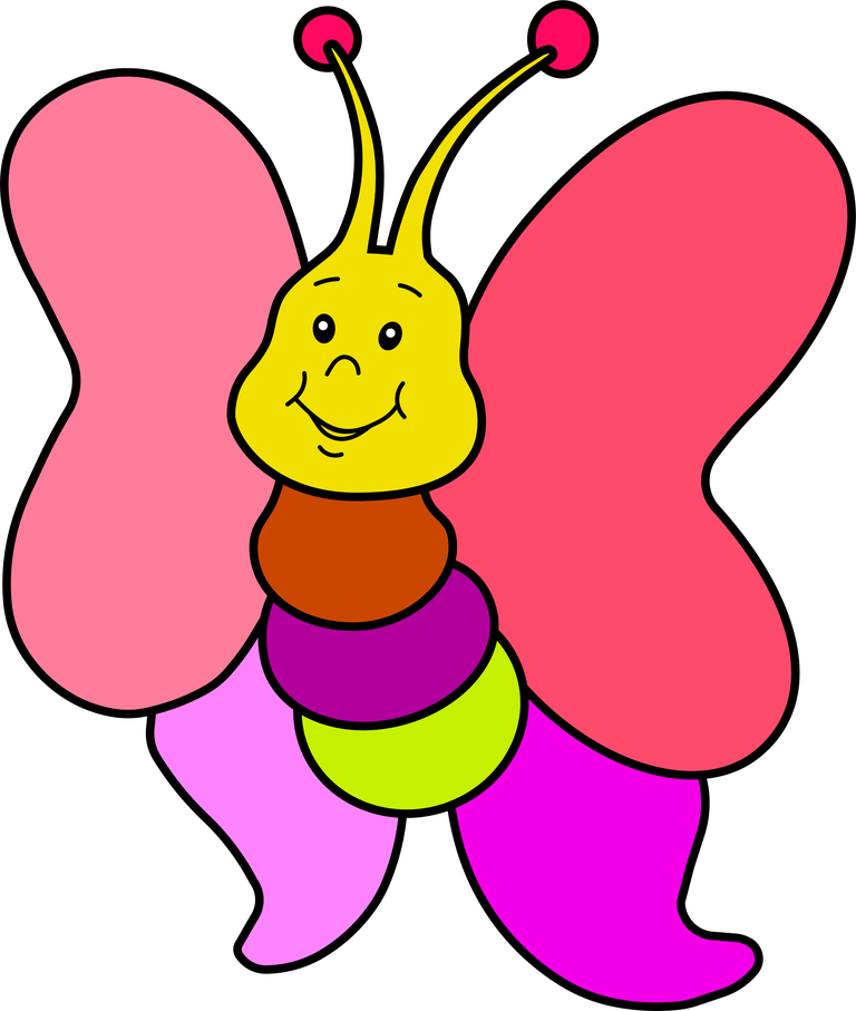illustration butterfly cute color with a smiling face for kids' room decor