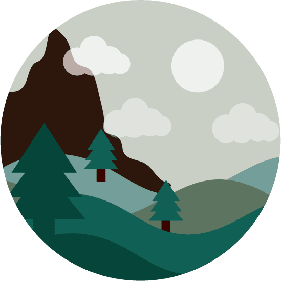 illustration landscape and nature circular flat style icon