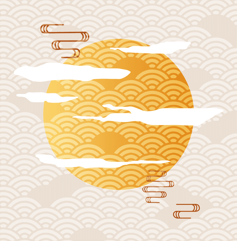 japanese template with traditional elements moon background with gold texture oriental