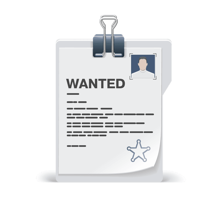 wanted poster showcasing justice and crime notification for law enforcement use