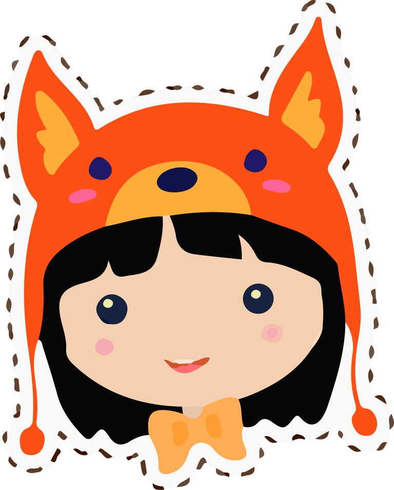 kawaii girls animals hats cute emoticon