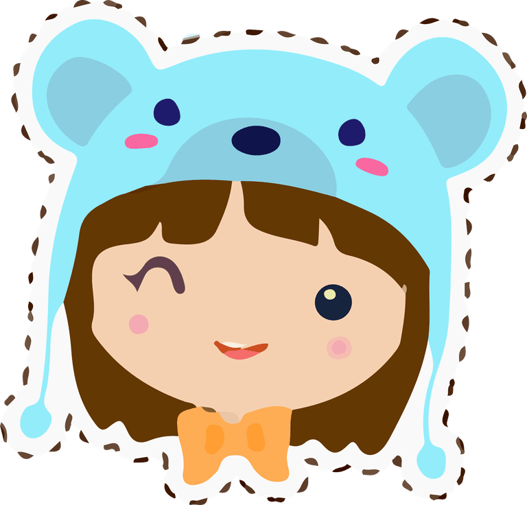 kawaii girls animals hats cute emoticon