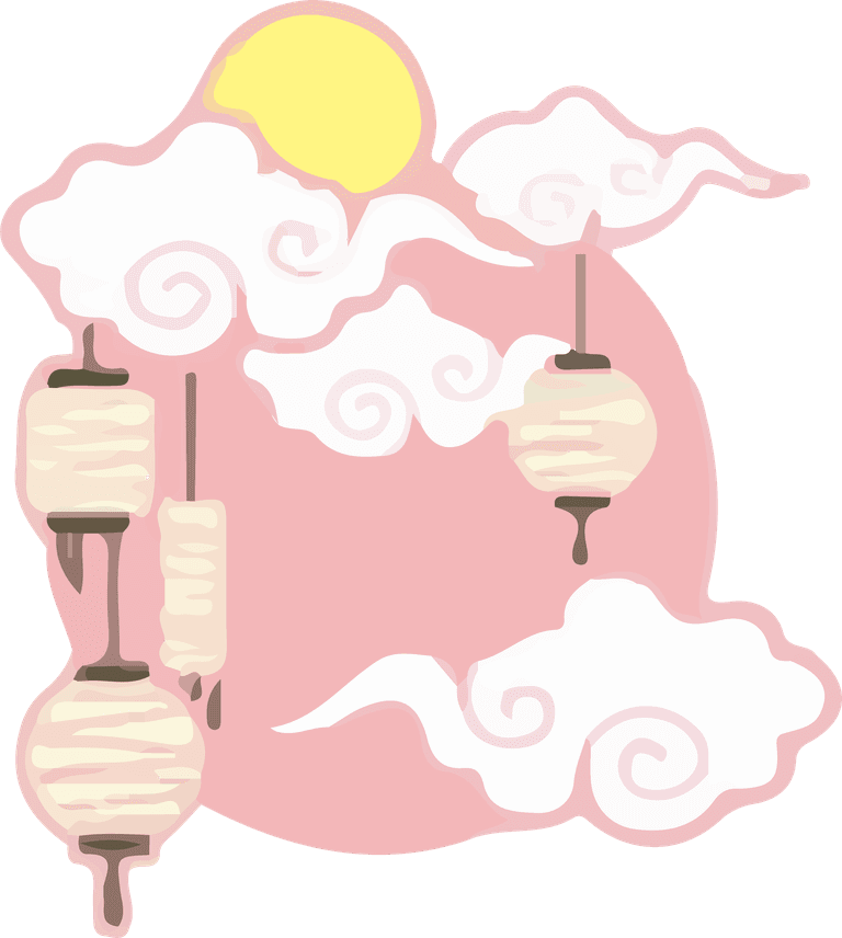 moon festival icons featuring lanterns and clouds for joyful celebration moments