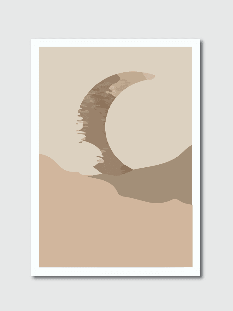 mountain wall art set earth tones landscapes backgrounds with moon and sun abstract