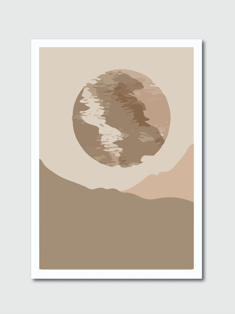 mountain wall art set earth tones landscapes backgrounds with moon and sun abstract