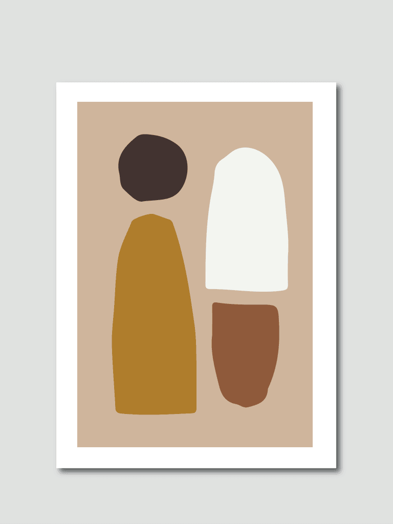 of minimal posters with abstract organic shapes composition in trendy contemporary collage