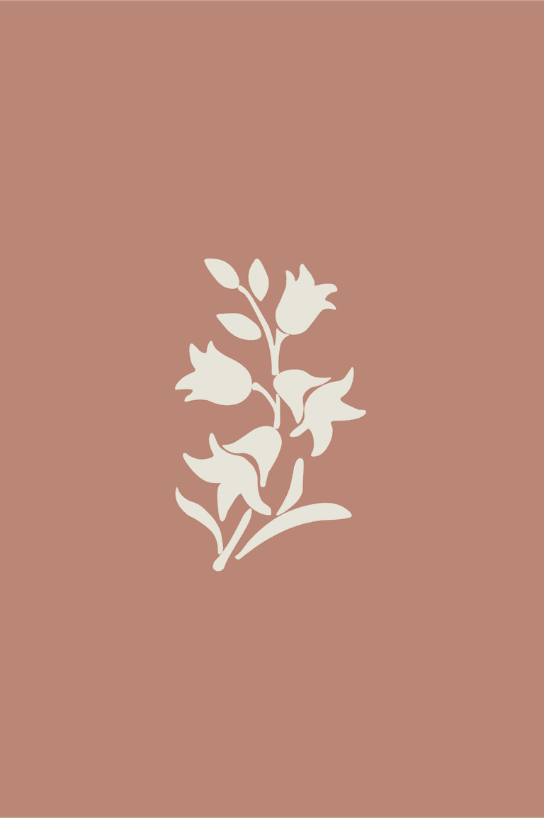 of printable illustrations minimalistic in terracotta color leaves flowers