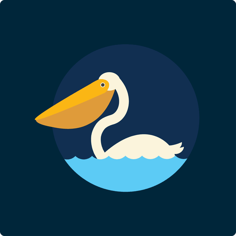 minimal swimming pelican illustration for modern aquatic-themed projects and decor