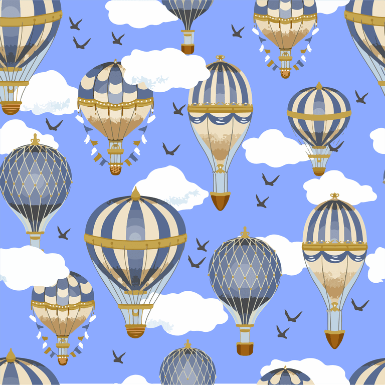 seamless pattern aerostats sky air balloon