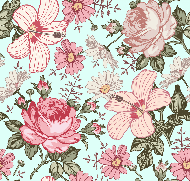 seamless pattern beautiful pink blooming realistic
