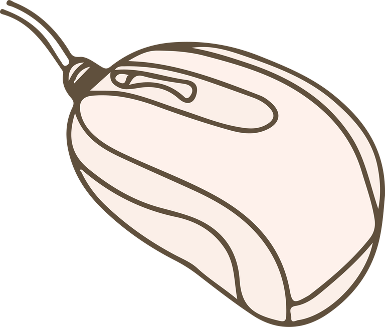 set chibi items hand drawing of a cute computer mouse in playful style
