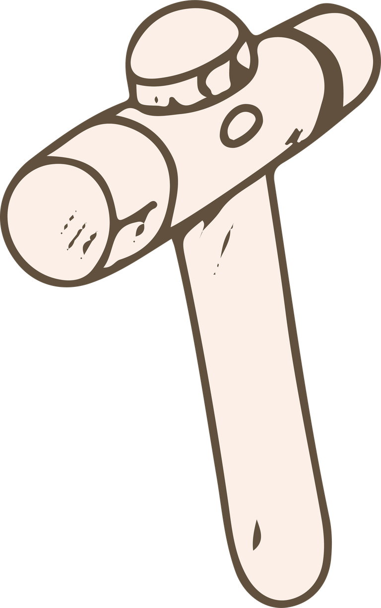 set chibi items hand drawing of a playful hammer with a cute charm