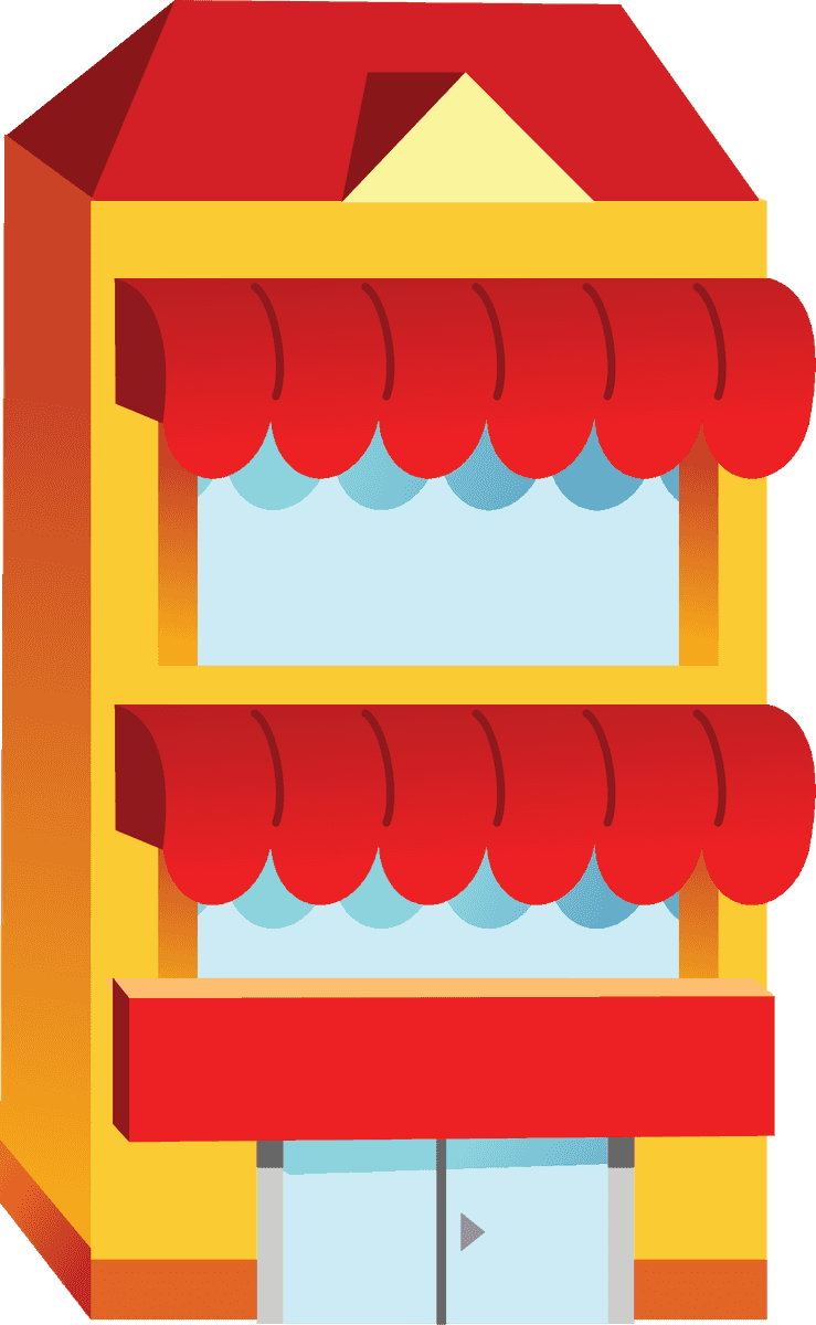 shop building icon with vibrant colors and modern architecture for retail business needs