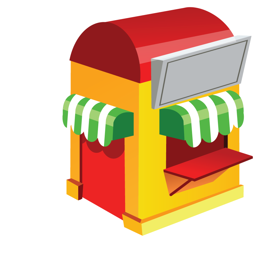 shop building icon for vibrant storefront design showcasing food service features