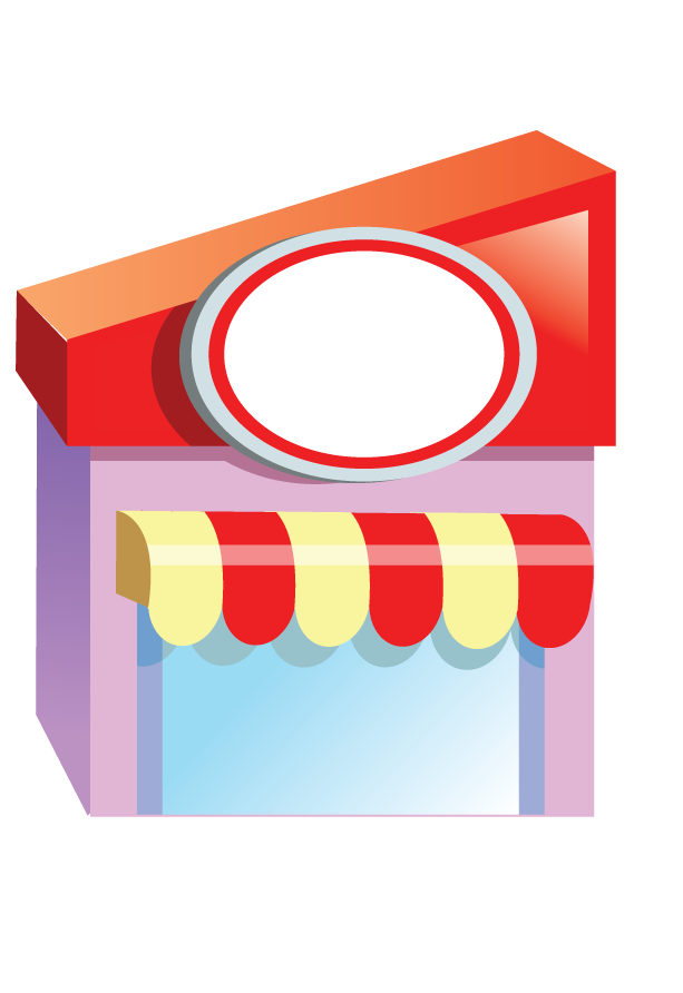 shop building icon with vibrant colors and customizable sign for various business types