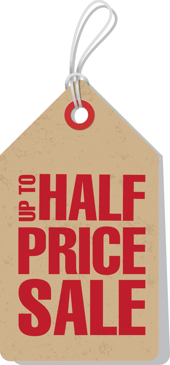 vintage price tag set for promoting half price sales effortlessly in retail shops