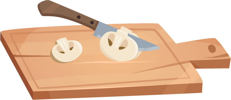 simple mushroom cutting vegetables preparing illustration