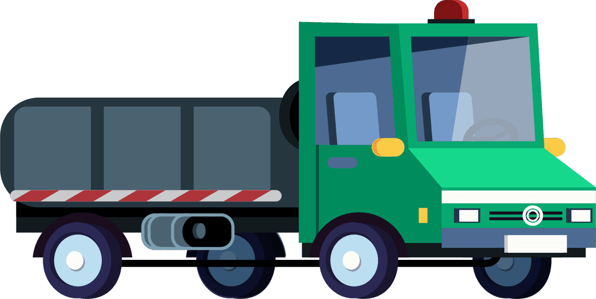vehicles roadway icons collection featuring colorful waste collection truck for urban environments