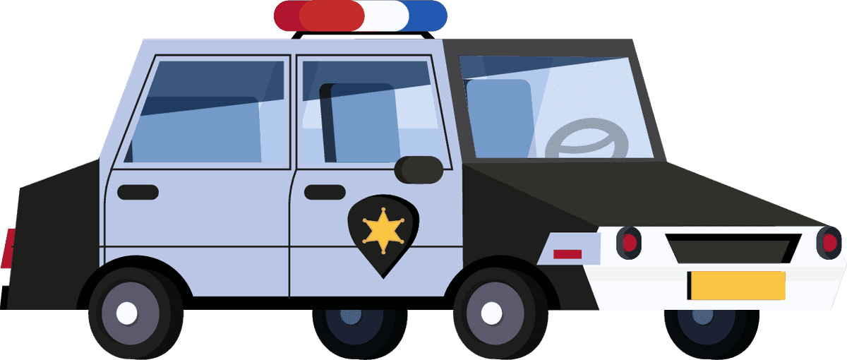 vehicles roadway icons collection featuring stylish police car for informative and creative projects