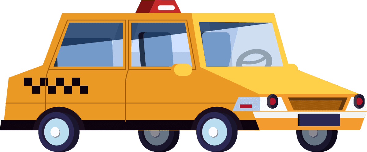 vehicles roadway icons collection featuring colorful taxi cars for urban transportation needs