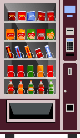 vending machines icons with toys water coffee machines