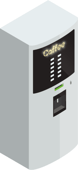 vending machines isometric icons with food parking machines