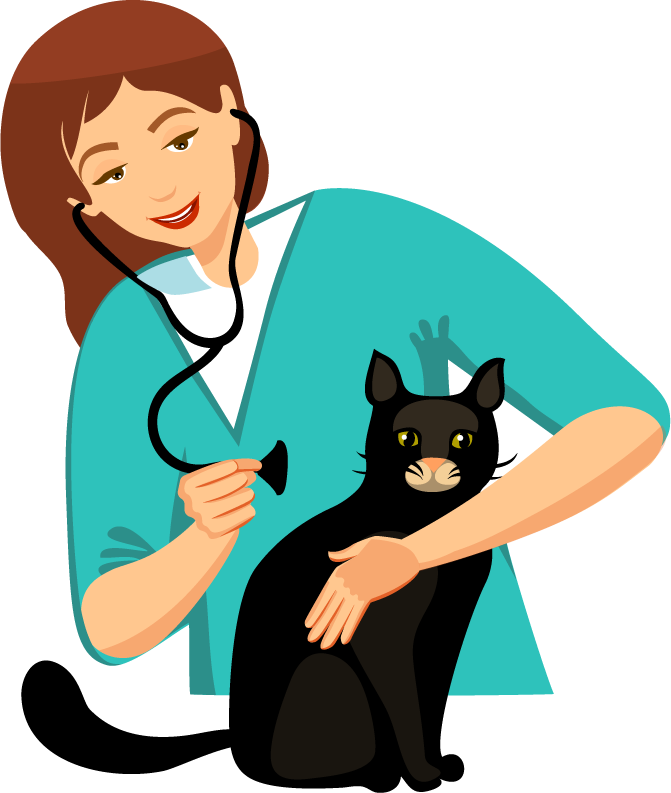 Veterinary doctor and animals vet clinic flat round icons