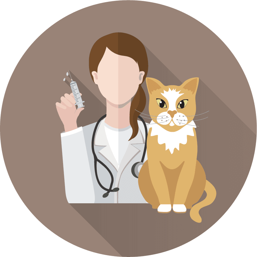 Veterinary doctor and animals vet clinic flat round icons