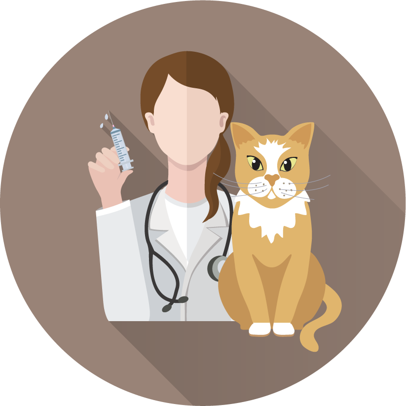 Veterinary doctor and animals vet clinic flat round icons