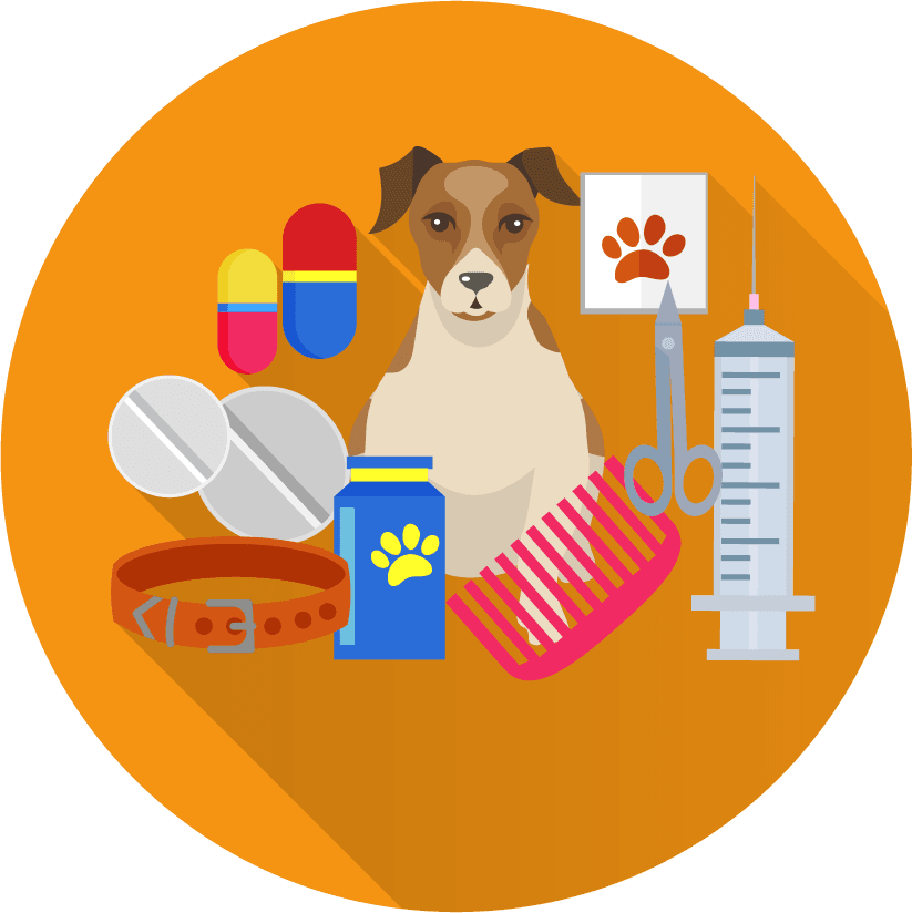 Veterinary doctor and animals vet clinic flat round icons