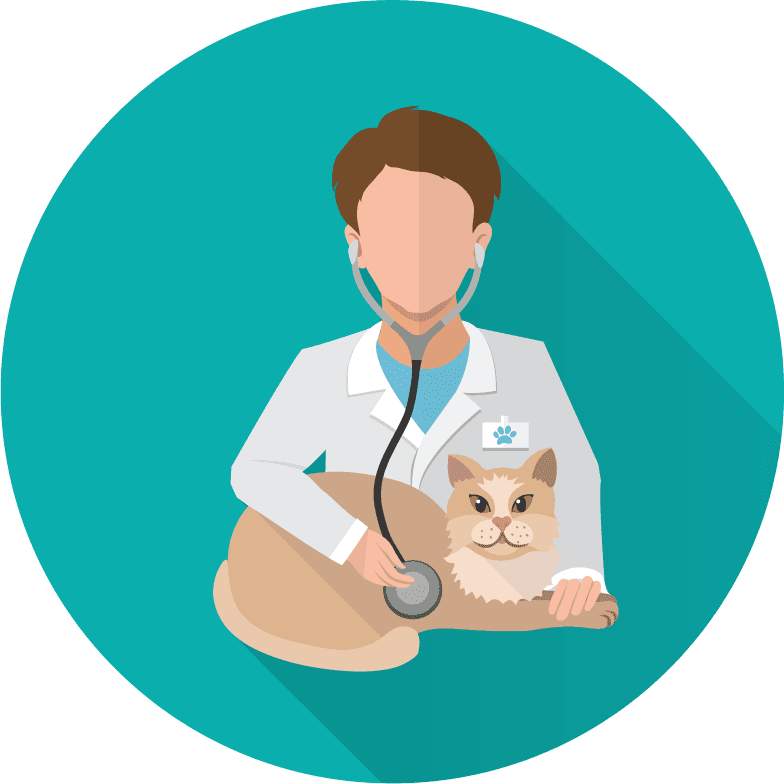 Veterinary doctor and animals vet clinic flat round icons