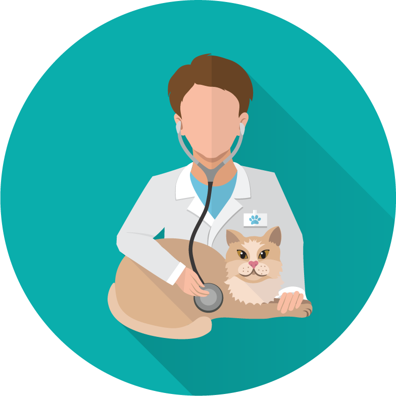 Veterinary doctor and animals vet clinic flat round icons