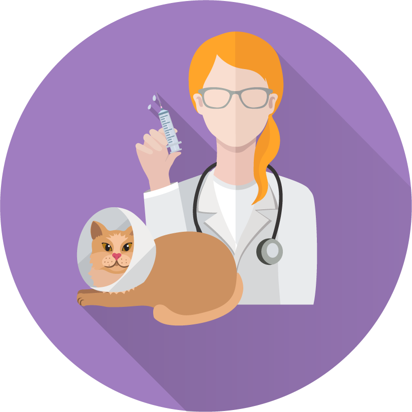 Veterinary doctor and animals vet clinic flat round icons