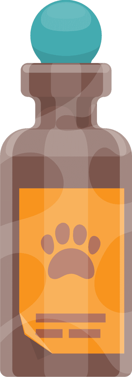 veterinary icons collection pet animal treatment bottle with paw print design