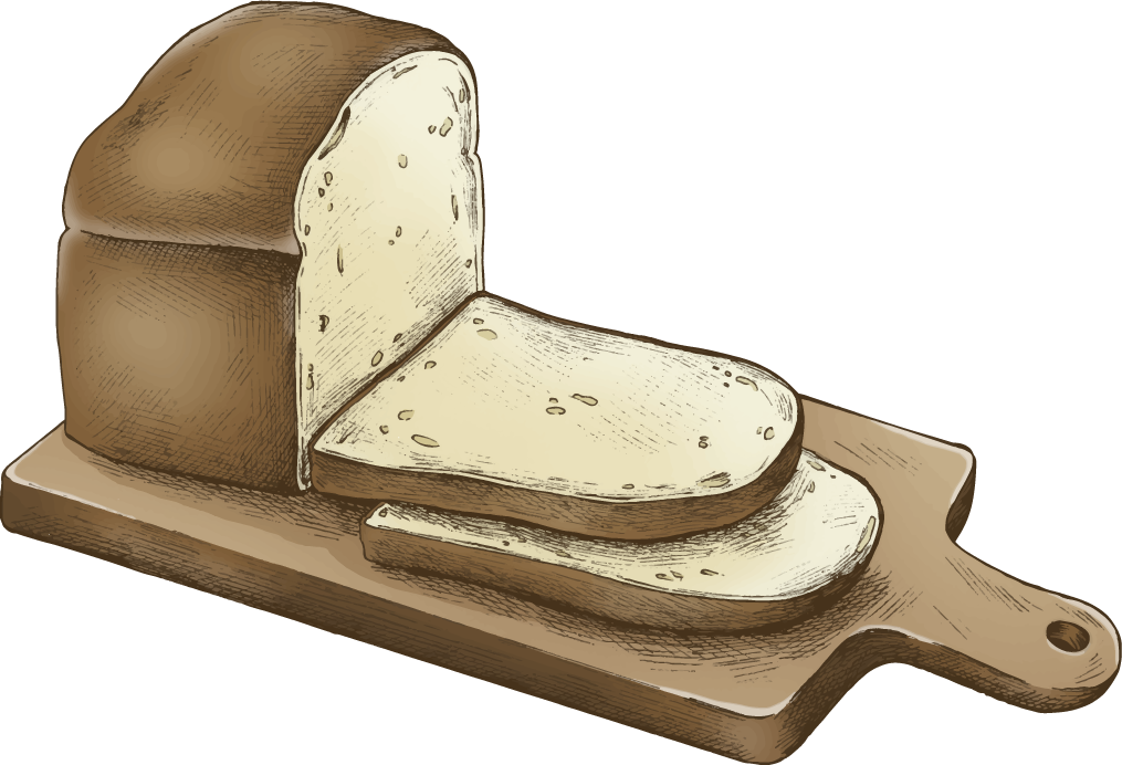 vintage baked bread collection vector featuring sliced loaf on wooden board for culinary art