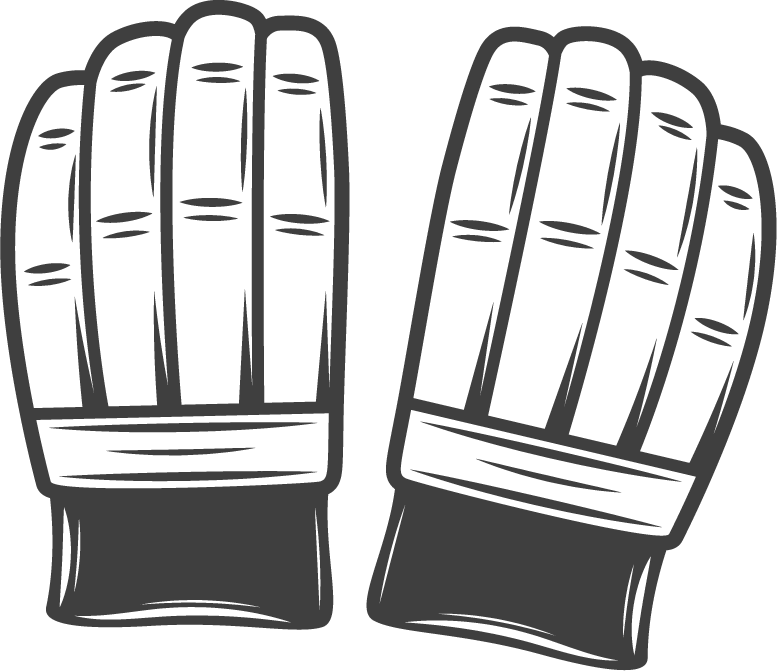 vintage cricket elements collection: classic cricket gloves illustration for sports enthusiasts