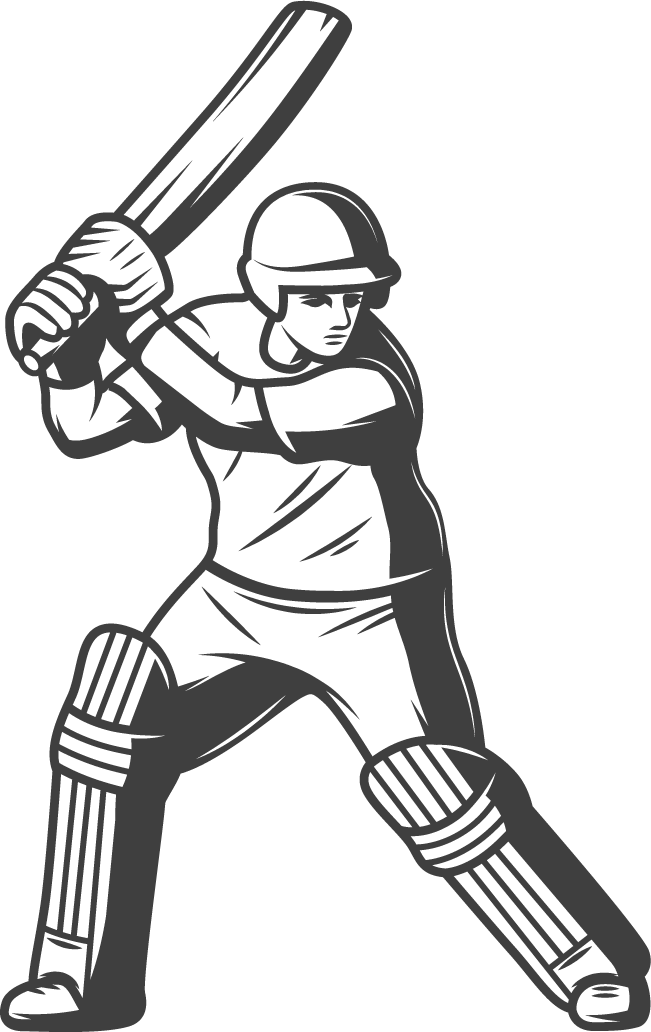 vintage cricket elements collection featuring iconic batsman illustrations for nostalgic sports lovers