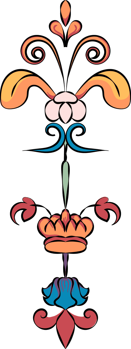 vintage flourish ornament illustration in vibrant colors for elegant decorating and crafting