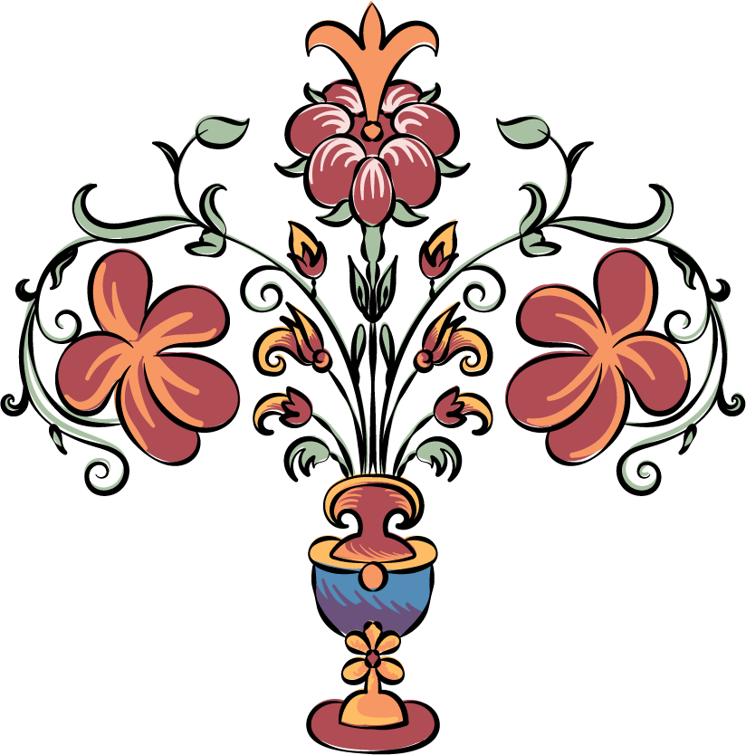 vintage flourish ornament illustration featuring elegant floral bouquet for classic decor