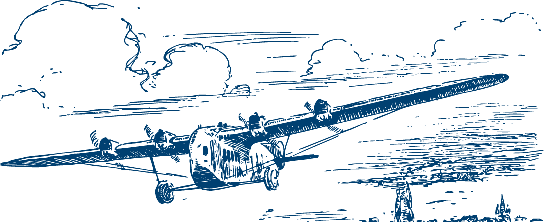 simple vintage flying machines sketch with hot air balloons and airplanes