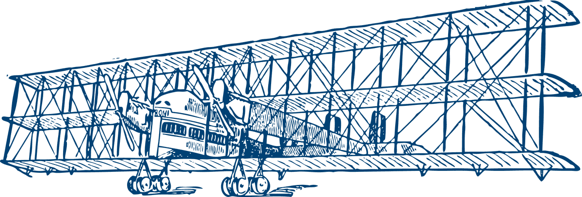 simple vintage flying machines sketch with hot air balloons and airplanes