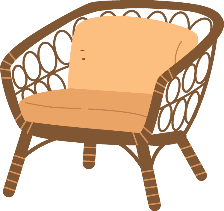 vintage furniture and abstract shape in boho design style