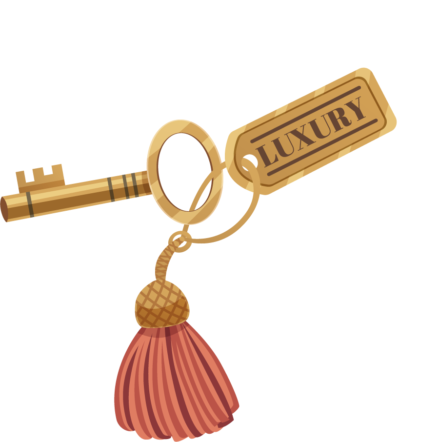 vintage hotel staff icon featuring a luxurious key and elegant tassel design
