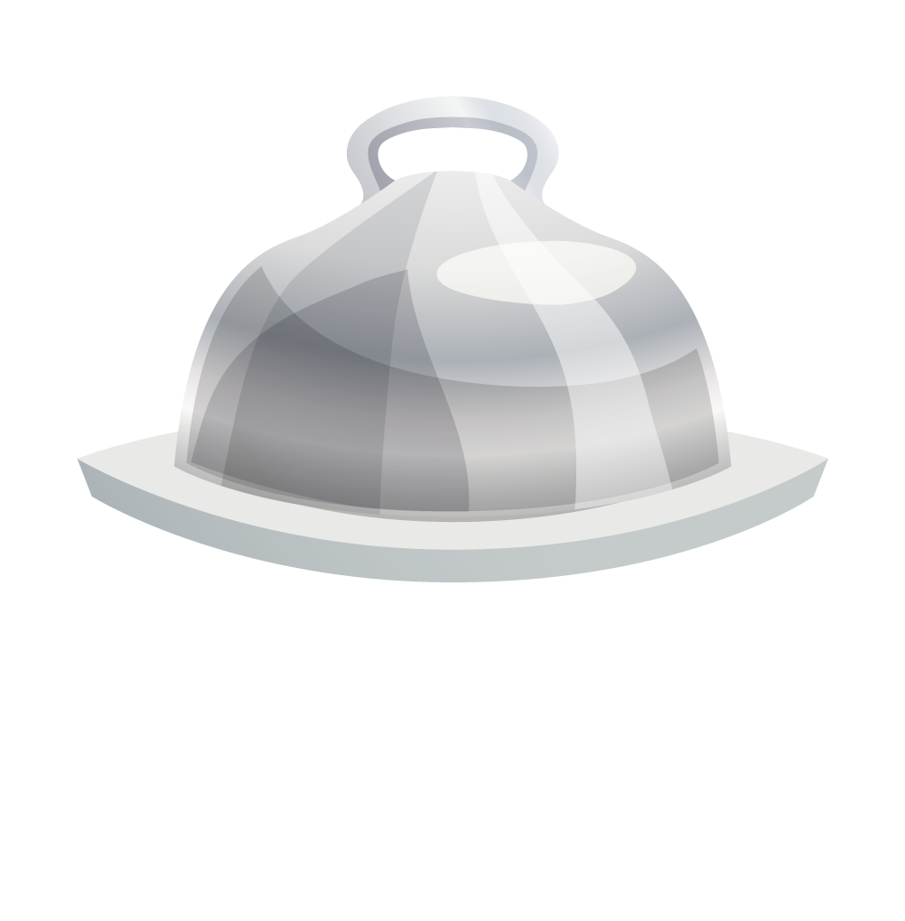 vintage hotel staff icon featuring classic serving tray with cloche for elegant dining