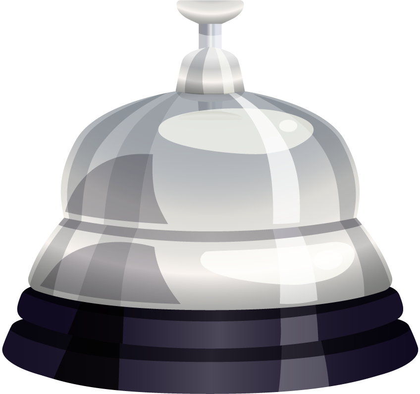 vintage hotel staff icon with elegant bell for welcoming guests and service