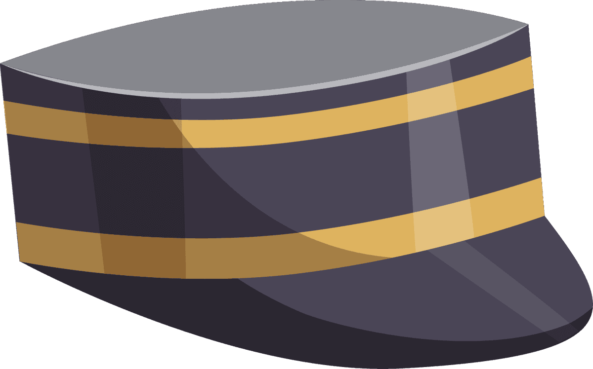 vintage hotel staff icon featuring a classic bellhop cap with elegant stripes