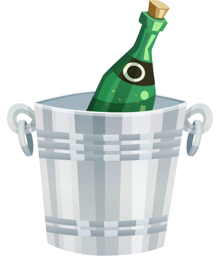 vintage hotel staff icon featuring a champagne bucket with bottle for elegant events