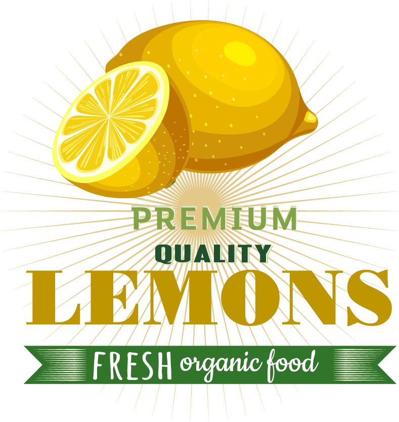 simple vintage lemon labels design featuring fresh organic food for natural products