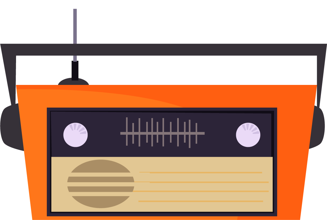 vintage radio devices illustration featuring retro style and vibrant colors for nostalgic appeal
